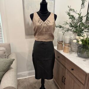 Express High Waist Black Faux Leather Pencil Skirt